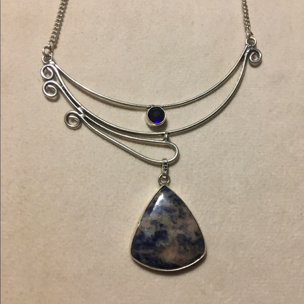 handcrafted sterling/sodalite gemstone necklace